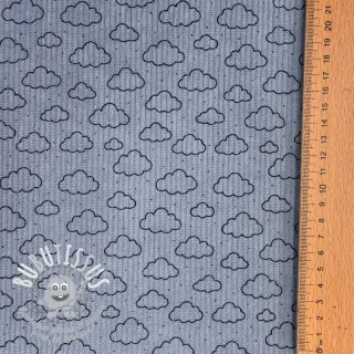 Tissu velours cotelé STRETCH Little clouds old blue