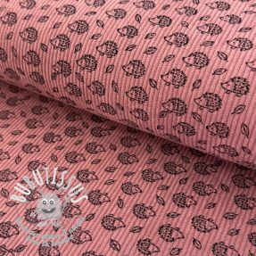 Tissu velours cotelé STRETCH Little hedgehog old pink