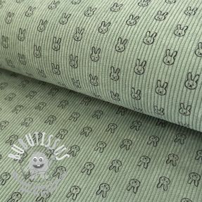 Tissu velours cotelé STRETCH Little bunny old green
