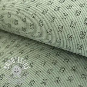 Tissu velours cotelé STRETCH Little bunny old green