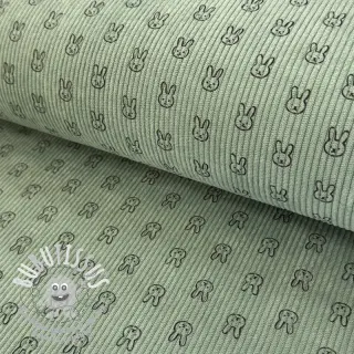 Tissu velours cotelé STRETCH Little bunny old green