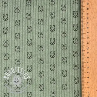 Tissu velours cotelé STRETCH Little bunny old green