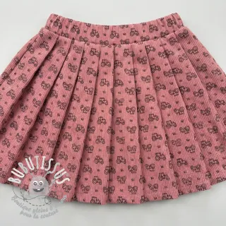Tissu velours cotelé STRETCH Tractors old pink