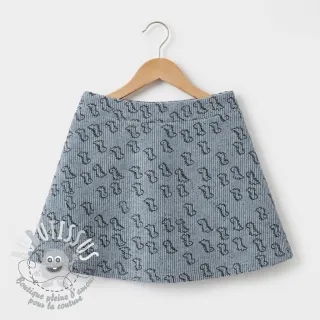 Tissu velours cotelé STRETCH Little dino old blue