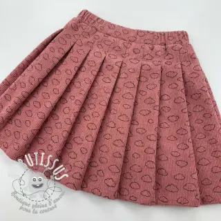 Tissu velours cotelé STRETCH Little clouds old pink