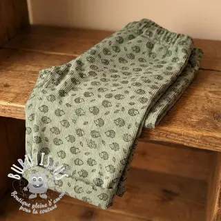 Tissu velours cotelé STRETCH Little hedgehog old green