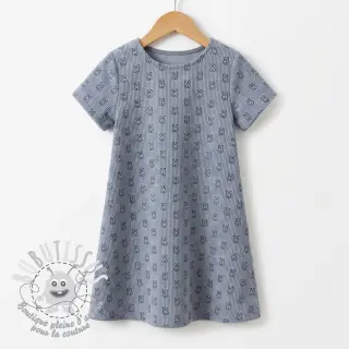 Tissu velours cotelé STRETCH Little bunny old blue