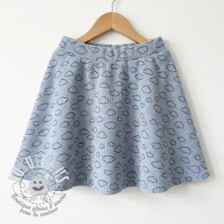 Tissu velours cotelé STRETCH Little clouds old blue