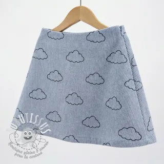 Tissu velours cotelé STRETCH Little clouds old blue