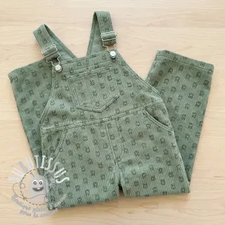 Tissu velours cotelé STRETCH Little bunny old green