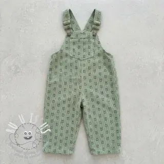 Tissu velours cotelé STRETCH Little bunny old green