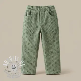Tissu velours cotelé STRETCH Little bunny old green