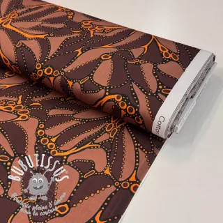 Tissu coton SATIN Abstract dark brown