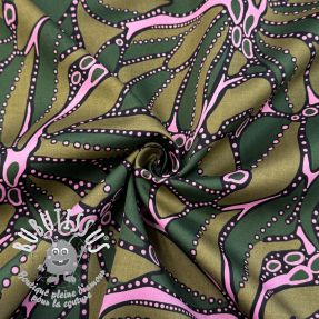 Tissu coton SATIN Abstract dark green