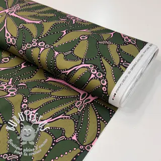 Tissu coton SATIN Abstract dark green