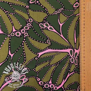 Tissu coton SATIN Abstract dark green