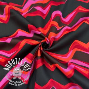 Tissu coton SATIN Abstract waves dark red