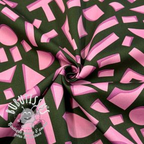 Tissu coton SATIN Geometric dark green