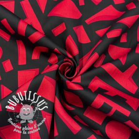 Tissu coton SATIN Geometric dark red