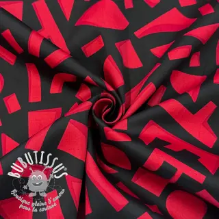 Tissu coton SATIN Geometric dark red