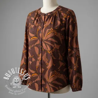Tissu coton SATIN Abstract dark brown