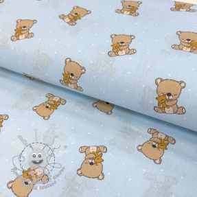 Tissu coton Sweet bear light blue ORGANIC