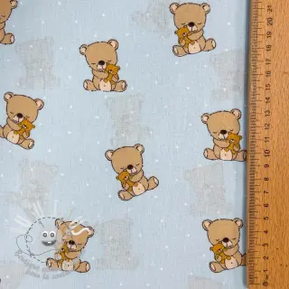 Tissu coton Sweet bear light blue ORGANIC
