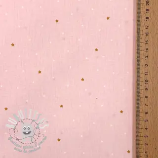 Tissu coton Sweet bear star light rose ORGANIC