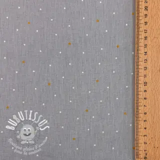 Tissu coton Sweet bear star light grey ORGANIC
