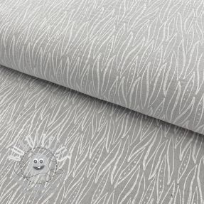 Tissu double gaze/mousseline Leaves light grey