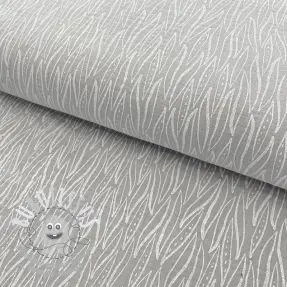 Tissu double gaze/mousseline Leaves light grey