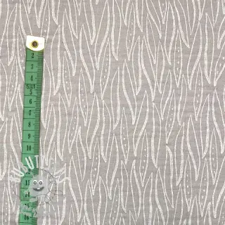 Tissu double gaze/mousseline Leaves light grey