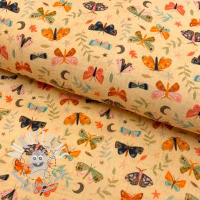 Tissu double gaze/mousseline Butterflies soft yellow digital print
