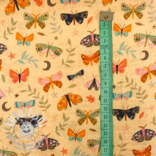 Tissu double gaze/mousseline Butterflies soft yellow digital print