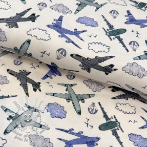 Jersey Airplanes ecru digital print