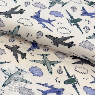 Jersey Airplanes ecru digital print