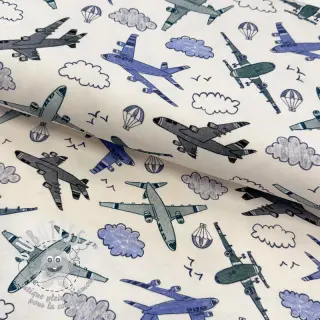 Jersey Airplanes ecru digital print