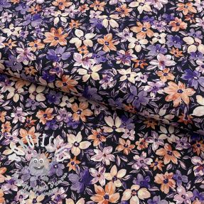 Tissu coton Sketched meadow black digital print