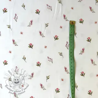 Jersey Rabbits and flowers TOSSSED white digital print