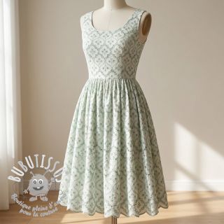 Tissu coton EMBROIDERY Lilian mint