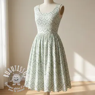 Tissu coton EMBROIDERY Lilian mint