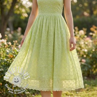 Tissu coton EMBROIDERY Rosemary lime