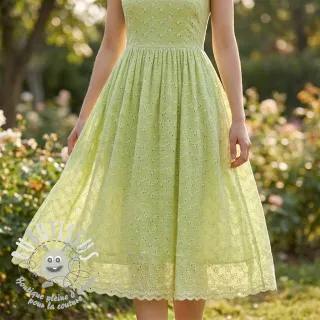 Tissu coton EMBROIDERY Rosemary lime