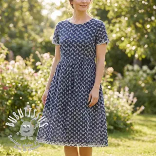 Tissu coton EMBROIDERY Rosemary navy