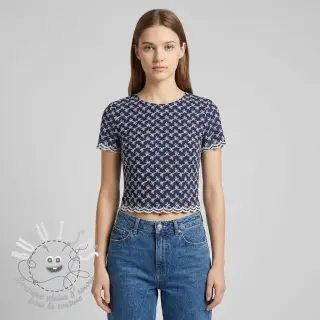 Tissu coton EMBROIDERY Rosemary navy