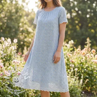 Tissu coton EMBROIDERY Rosemary light blue