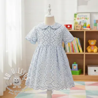 Tissu coton EMBROIDERY Lilian blue