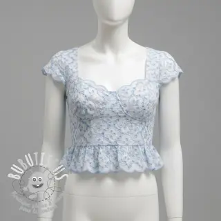 Tissu coton EMBROIDERY Lilian blue