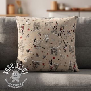 Tissu déco Linenlook Cute Paris multico