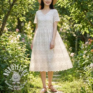 Tissu coton EMBROIDERY Lilian natural